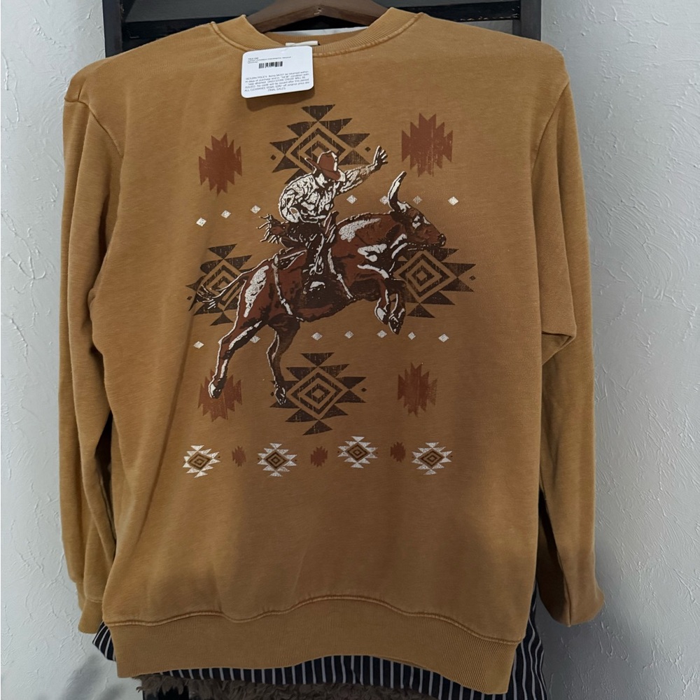 Women's Brown Graphic Long Sleeve Top
